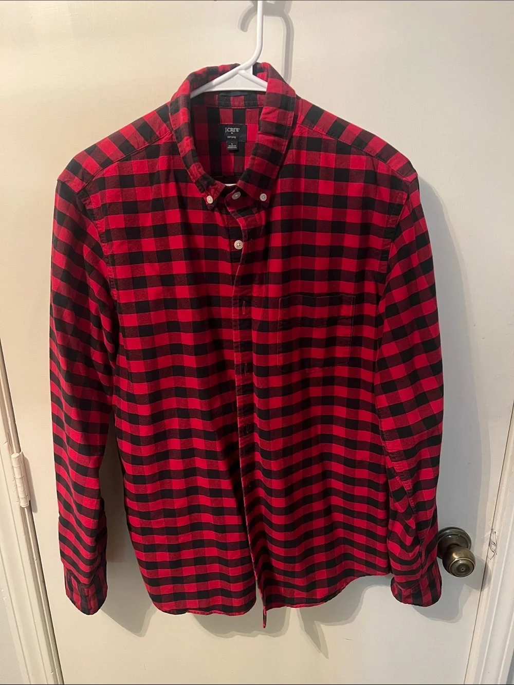 J. Crew Men’s Red and Black Buffalo Plaid Button-Down Shirt